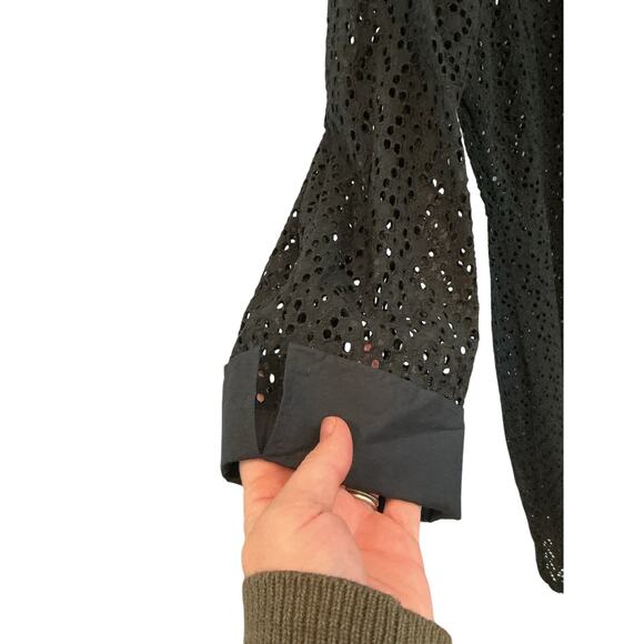 Talbots Womens Eyelet Shirt Dress Plus Size 16 Black Preppy Classic Fall NEW - Picture 6 of 6